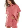 Motel Oversized Smith Beach Shirt Co-ord In Red Gingham For Women
