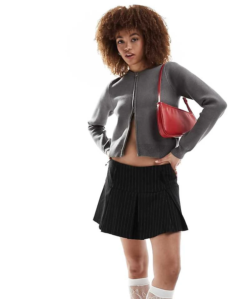 Motel Zip Through Cardigan In Charcoal Grey For Women - Image 5