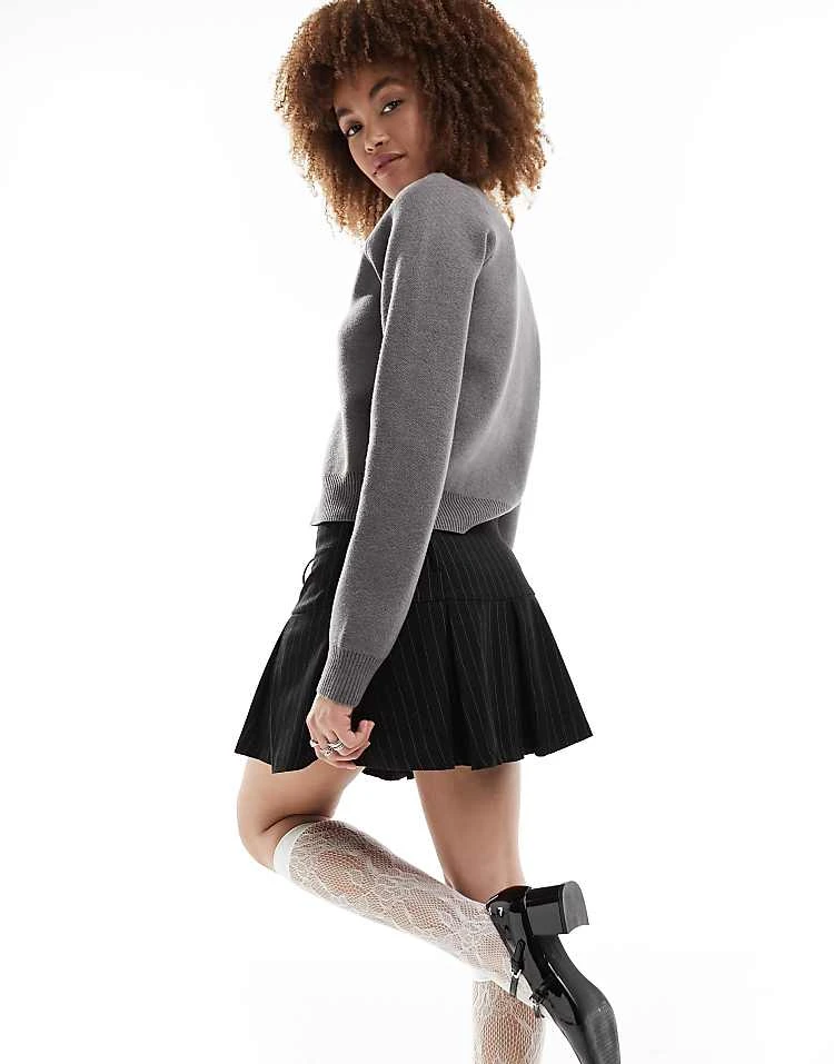 Motel Zip Through Cardigan In Charcoal Grey For Women - Image 3