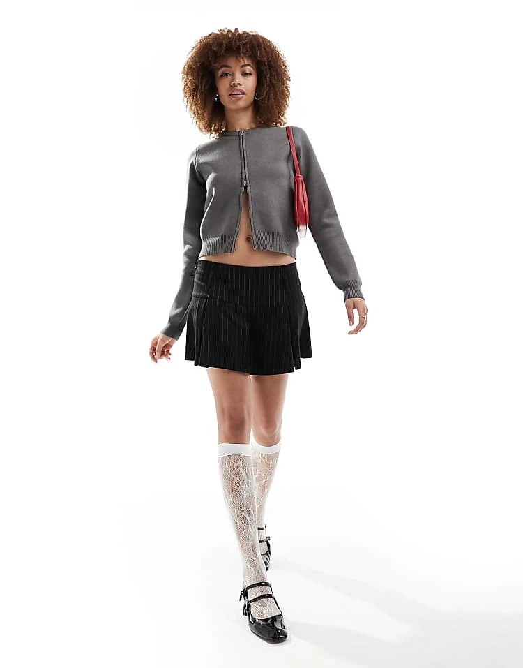 Motel Zip Through Cardigan In Charcoal Grey For Women - Image 4