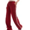 Motel Side Stripe Tracksuit Trousers In Red And Pink For Women Red/pink Stripe