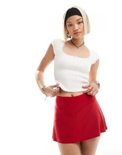 Motel Lace Edge Baby T-shirt In Off White For Women