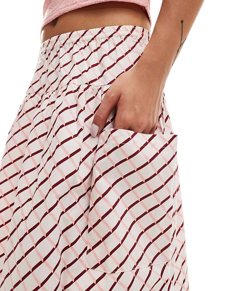 Motel Manasi Check Print Midi Skirt In Multi For Women Geo Tile - Image 2