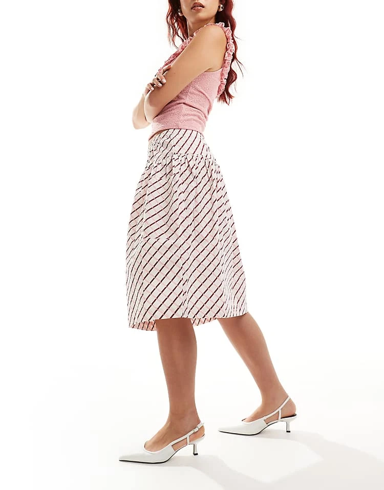 Motel Manasi Check Print Midi Skirt In Multi For Women Geo Tile - Image 5