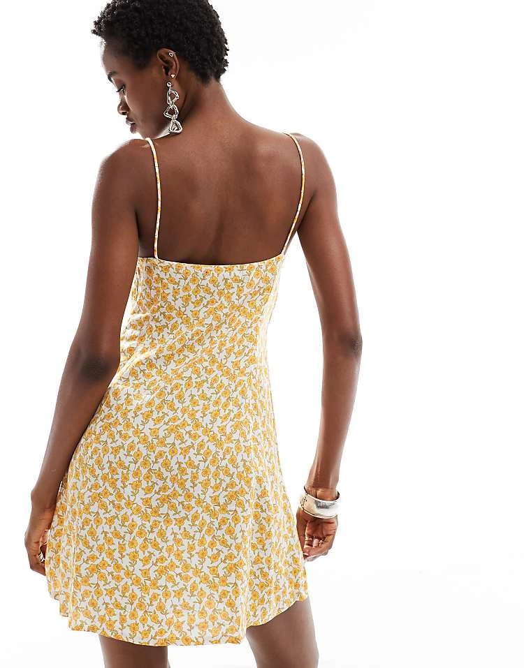 Motel Alvary Cosmos Floral Print Mini Swing Dress In Yellow For Women Cosmos Garden - Image 4