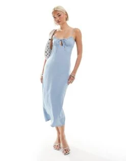 Motel Alcana Keyhole Detail Cami Maxi Dress In Light Blue For Women Nantucket Blue