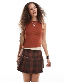 Motel Aida Layered Vest Top In Spice Coconut Milk For Women