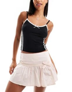 Motel Fita Bow Detail Mini Skirt In Light Pink For Women