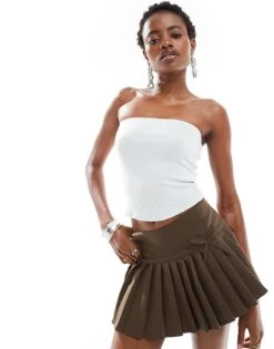 Motel Peggy Pointelle Tube Top In Soft Blue For Women