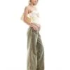Motel Roomy Wide Leg Low Rise Jeans In Sandy Blue Acid Wash For Women