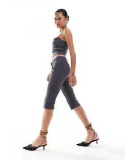 Motel Sawil Fitted Capri Trouser Co-ord In Charcoal For Women