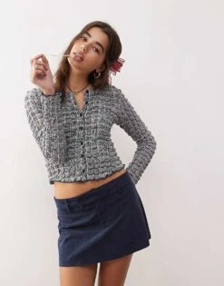 Motel Nadya Baby Cord Mini Skirt In Ink Blue For Women