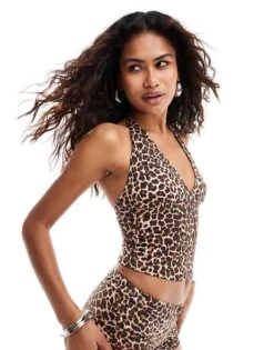 Motel Cosimo Halter Top In Leopard For Women Brown