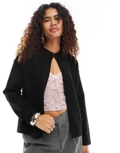 Motel Maureen One-button Cardigan In Black For Women