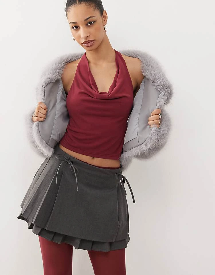 Motel Menora Cowl Neck Halter Top In Burgundy For Women - Image 5