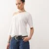 Motel Daman Off-shoulder T-shirt In White For Women