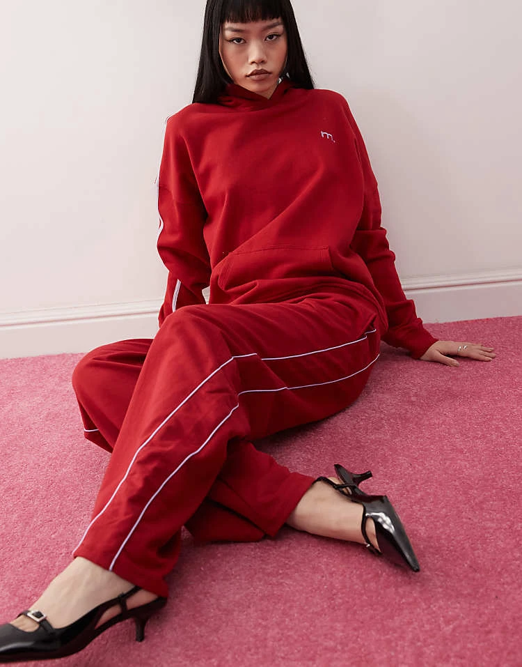 Motel Benton Wide Leg Jogger Co-ord In Adrenaline Red For Women - Image 2