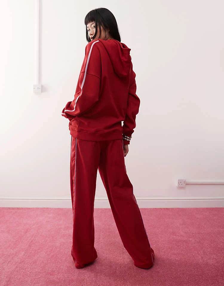 Motel Benton Wide Leg Jogger Co-ord In Adrenaline Red For Women - Image 5