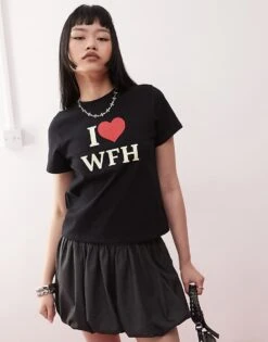 Motel Sakha Motif Baby T-shirt In Black For Women