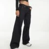 Motel Roomy Wide Leg Low Rise Jeans In Indigo For Women
