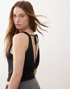 Motel Chuya Cowl Back Top In Black For Women