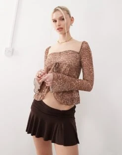 Motel Ratu Paisley Print Ruffle Front Top In Pink For Women Vintage Paisley