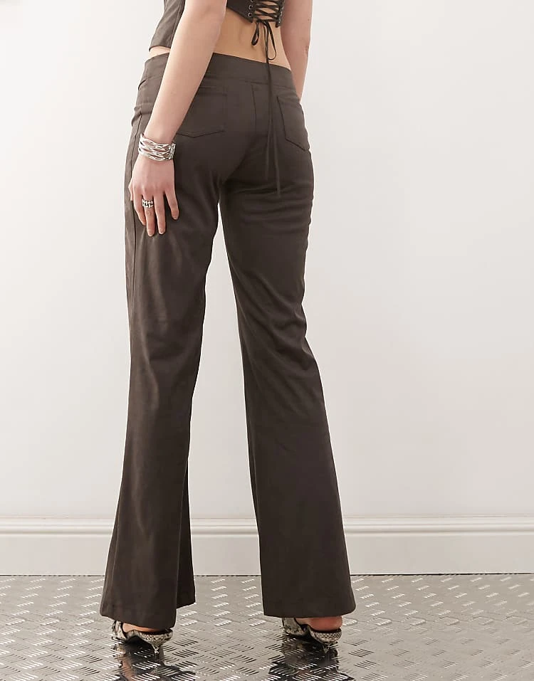 Motel Vallen Tie-front Faux Suede Trouser In Dark Brown For Women - Image 4