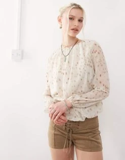 Motel Seita Bambi Print Oversized Blouse In Ivory For Women Bambi Ivory